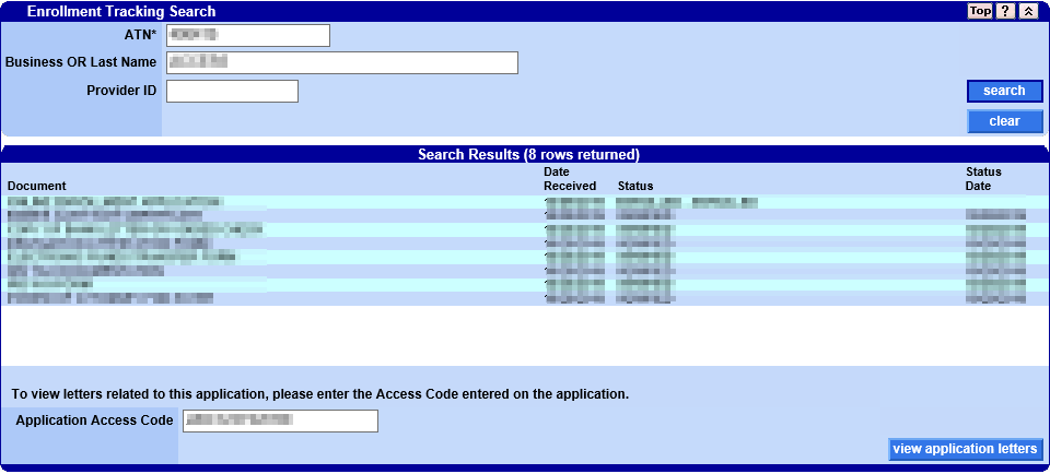 Enrollment Application Status